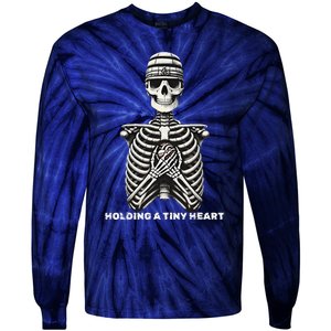 Funny Xray Halloween Costume Rib Cage Skeleton Dog Heart Tie-Dye Long Sleeve Shirt