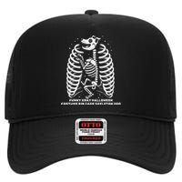 Funny Xray Halloween Costume Rib Cage Skeleton Dog High Crown Mesh Back Trucker Hat