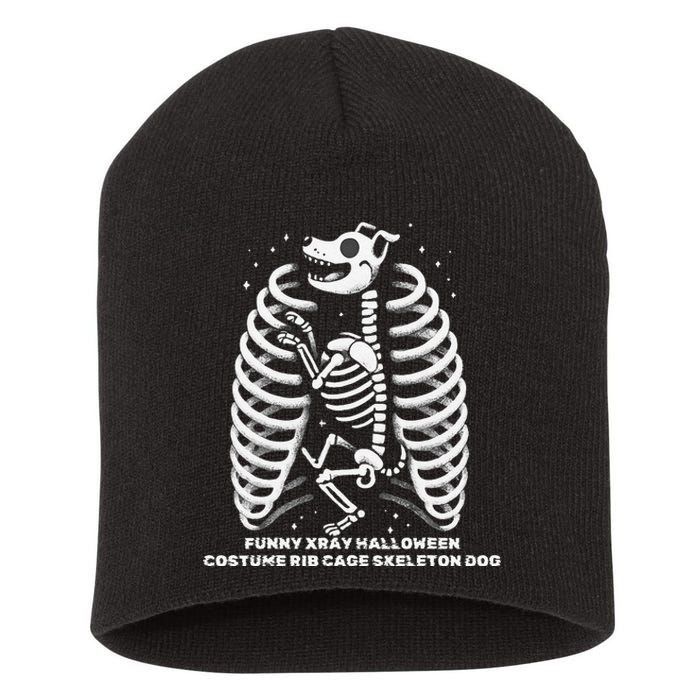 Funny Xray Halloween Costume Rib Cage Skeleton Dog Short Acrylic Beanie