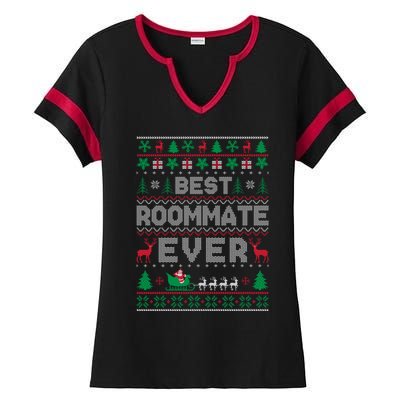 Funny Xmas Holiday Best Roommate Ever Ugly Christmas Sweater Meaningful Gift Ladies Halftime Notch Neck Tee