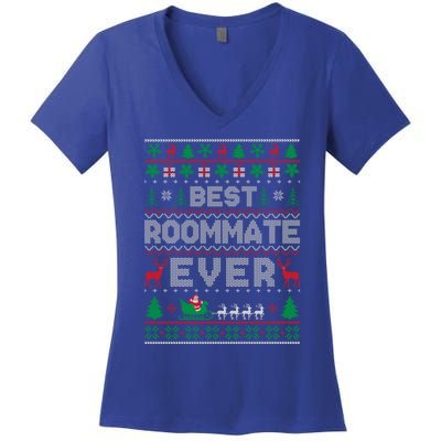 Funny Xmas Holiday Best Roommate Ever Ugly Christmas Sweater Meaningful Gift Women's V-Neck T-Shirt