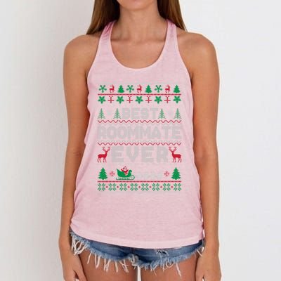 Funny Xmas Holiday Best Roommate Ever Ugly Christmas Sweater Meaningful Gift Women's Knotted Racerback Tank