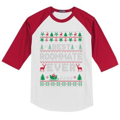 Funny Xmas Holiday Best Roommate Ever Ugly Christmas Sweater Gift Kids Colorblock Raglan Jersey