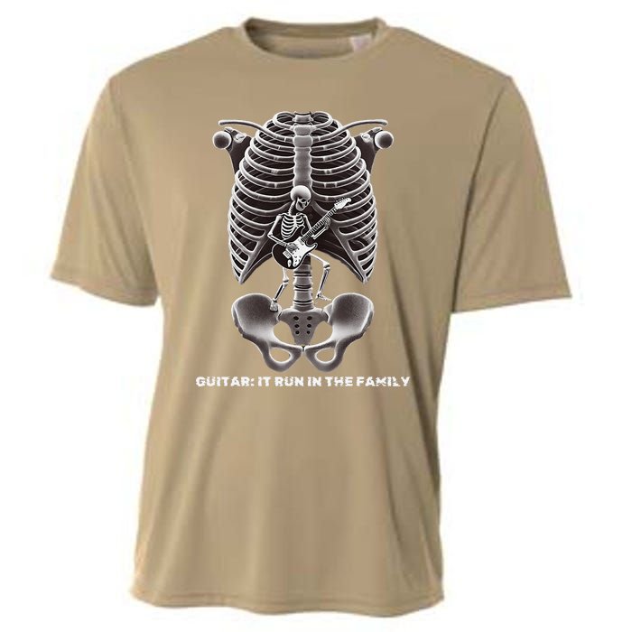 Funny Xray Halloween Costume Rib Cage Skeleton Dog Guitar Cooling Performance Crew T-Shirt