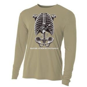 Funny Xray Halloween Costume Rib Cage Skeleton Dog Guitar Cooling Performance Long Sleeve Crew