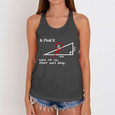 Find X Here It Is That Was Easy Funny Math Lover Women's Knotted Racerback Tank