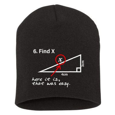 Find X Here It Is That Was Easy Funny Math Lover Short Acrylic Beanie
