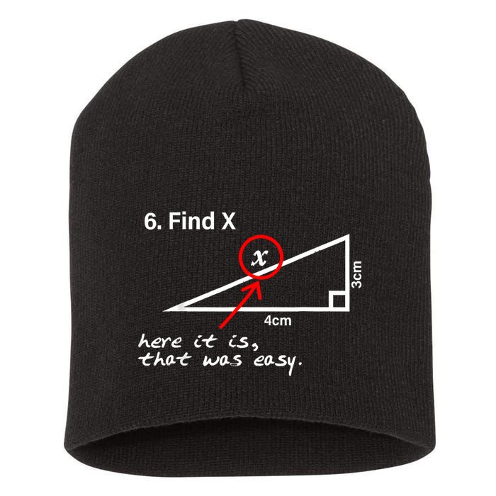 Find X Here It Is That Was Easy Funny Math Lover Short Acrylic Beanie