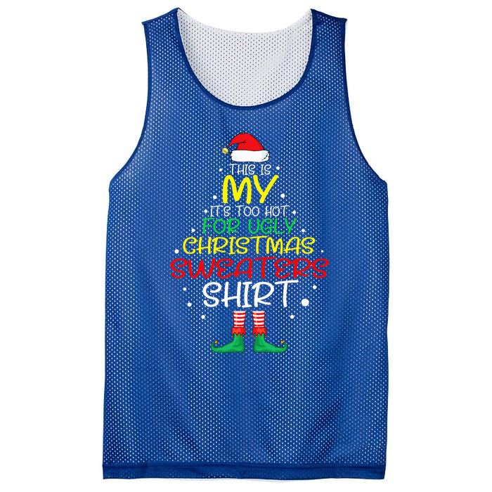 Funny Xmas It's Too Hot For Ugly Christmas  Mesh Reversible Basketball Jersey Tank