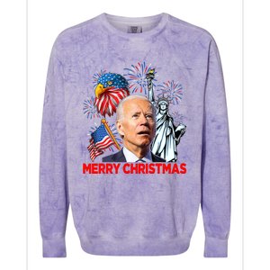 Funny Xmas Joe Biden Merry Christmas Funny 4th Of July Colorblast Crewneck Sweatshirt