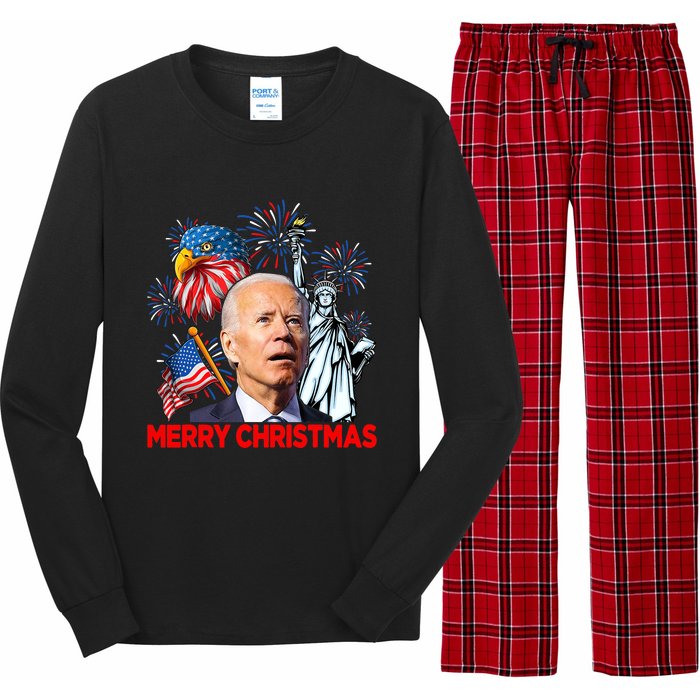 Funny Xmas Joe Biden Merry Christmas Funny 4th Of July Long Sleeve Pajama Set