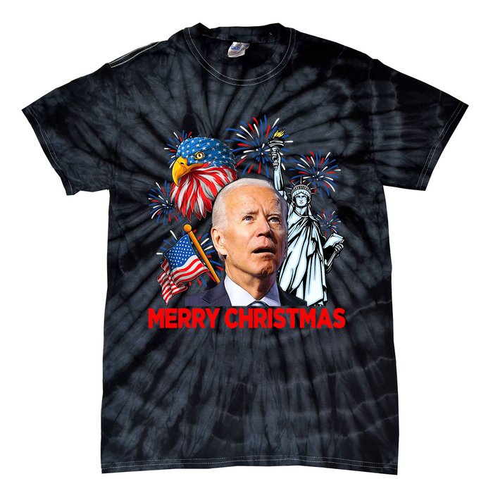 Funny Xmas Joe Biden Merry Christmas Funny 4th Of July Tie-Dye T-Shirt