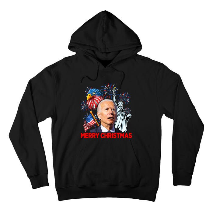 Funny Xmas Joe Biden Merry Christmas Funny 4th Of July Tall Hoodie