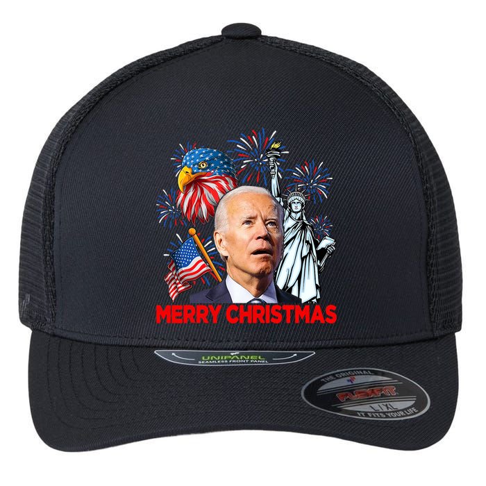 Funny Xmas Joe Biden Merry Christmas Funny 4th Of July Flexfit Unipanel Trucker Cap