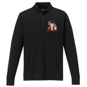 Funny Xmas Joe Biden Merry Christmas Funny 4th Of July Performance Long Sleeve Polo