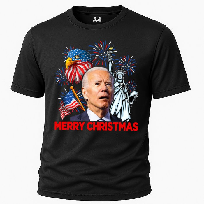 Funny Xmas Joe Biden Merry Christmas Funny 4th Of July Cooling Performance Crew T-Shirt
