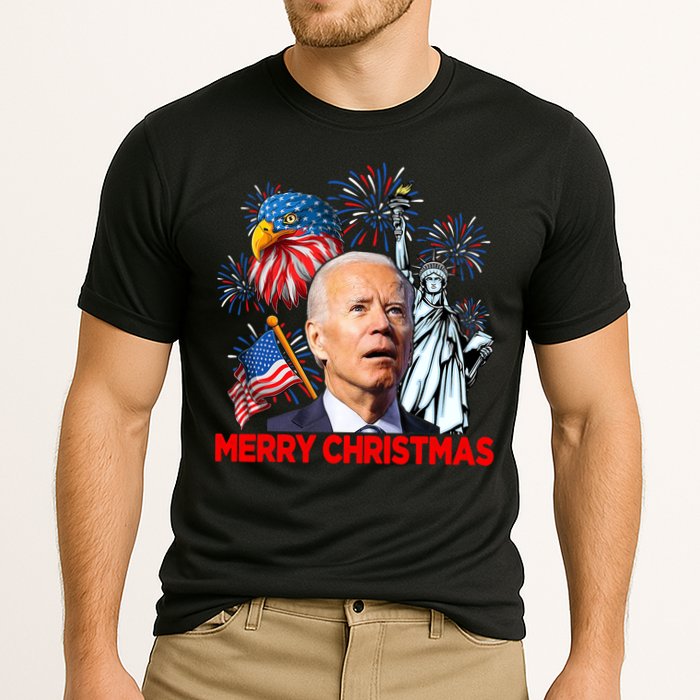 Funny Xmas Joe Biden Merry Christmas Funny 4th Of July Cooling Performance Crew T-Shirt