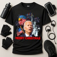 Funny Xmas Joe Biden Merry Christmas Funny 4th Of July Cooling Performance Crew T-Shirt