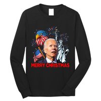 Funny Xmas Joe Biden Merry Christmas Funny 4th Of July Long Sleeve Shirt