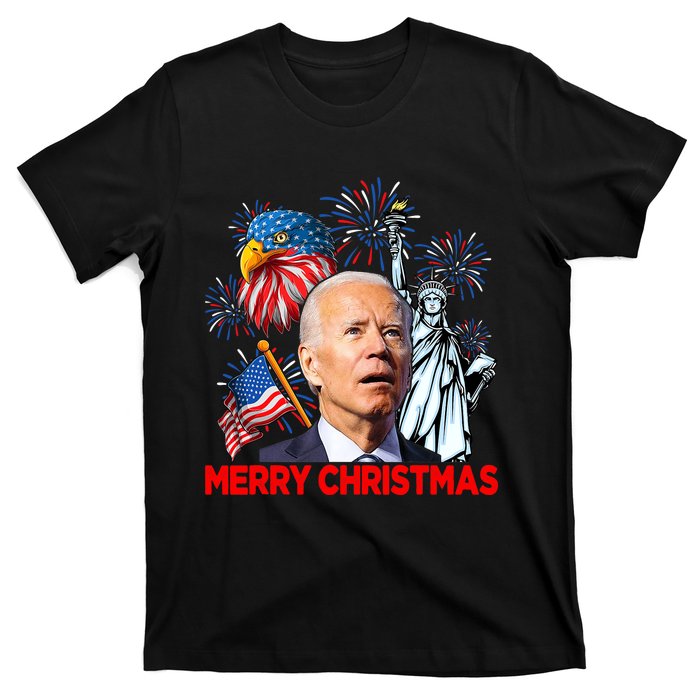 Funny Xmas Joe Biden Merry Christmas Funny 4th Of July T-Shirt