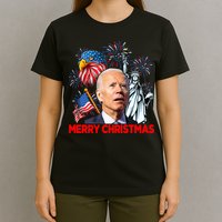 Funny Xmas Joe Biden Merry Christmas Funny 4th Of July T-Shirt