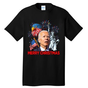 Funny Xmas Joe Biden Merry Christmas Funny 4th Of July Tall T-Shirt