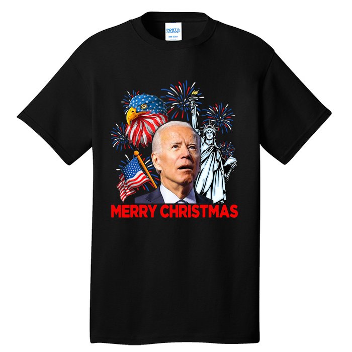 Funny Xmas Joe Biden Merry Christmas Funny 4th Of July Tall T-Shirt