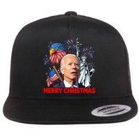 Funny Xmas Joe Biden Merry Christmas Funny 4th Of July Flat Bill Trucker Hat