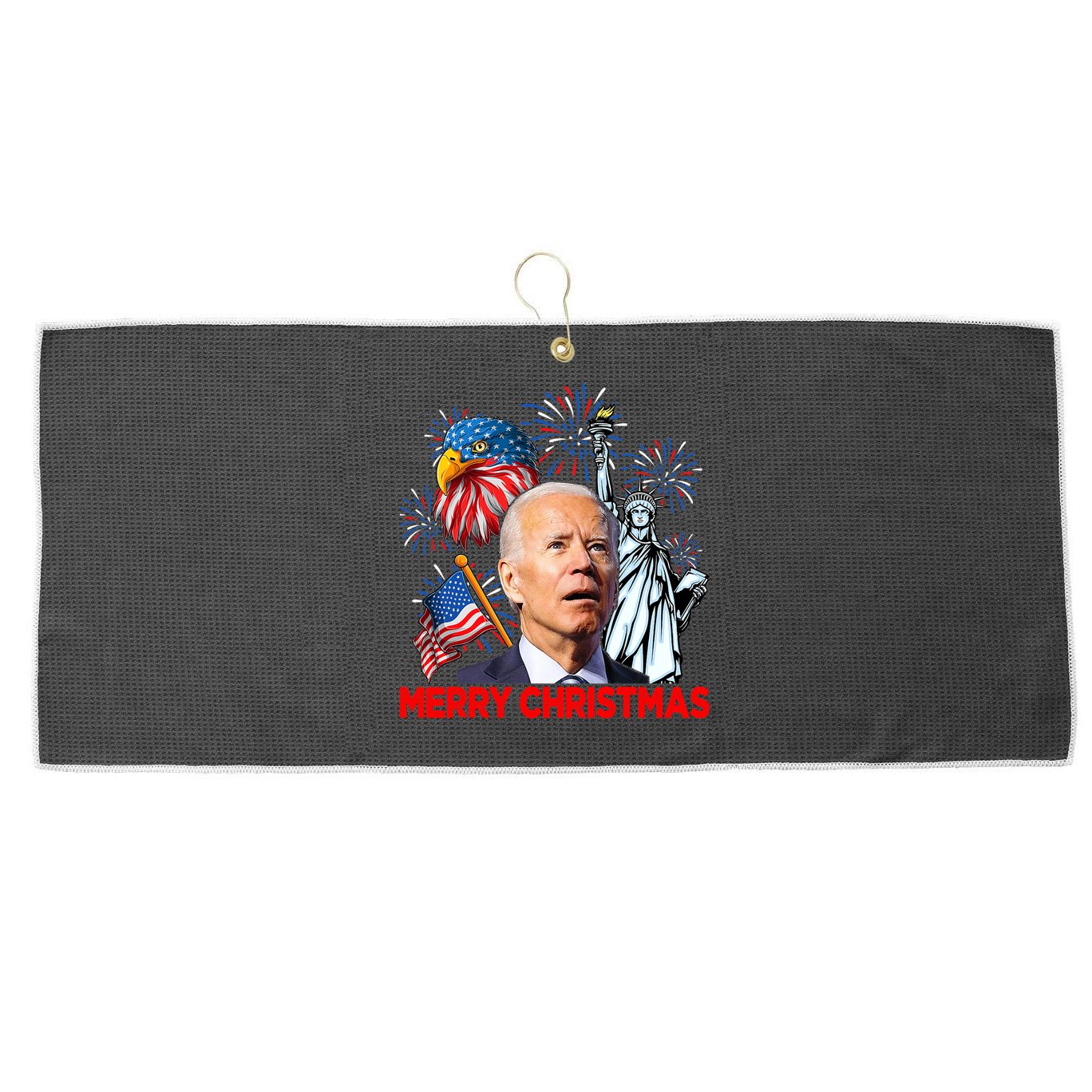 Funny Xmas Joe Biden Merry Christmas Funny 4th Of July Large Microfiber Waffle Golf Towel