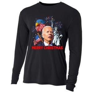 Funny Xmas Joe Biden Merry Christmas Funny 4th Of July Cooling Performance Long Sleeve Crew