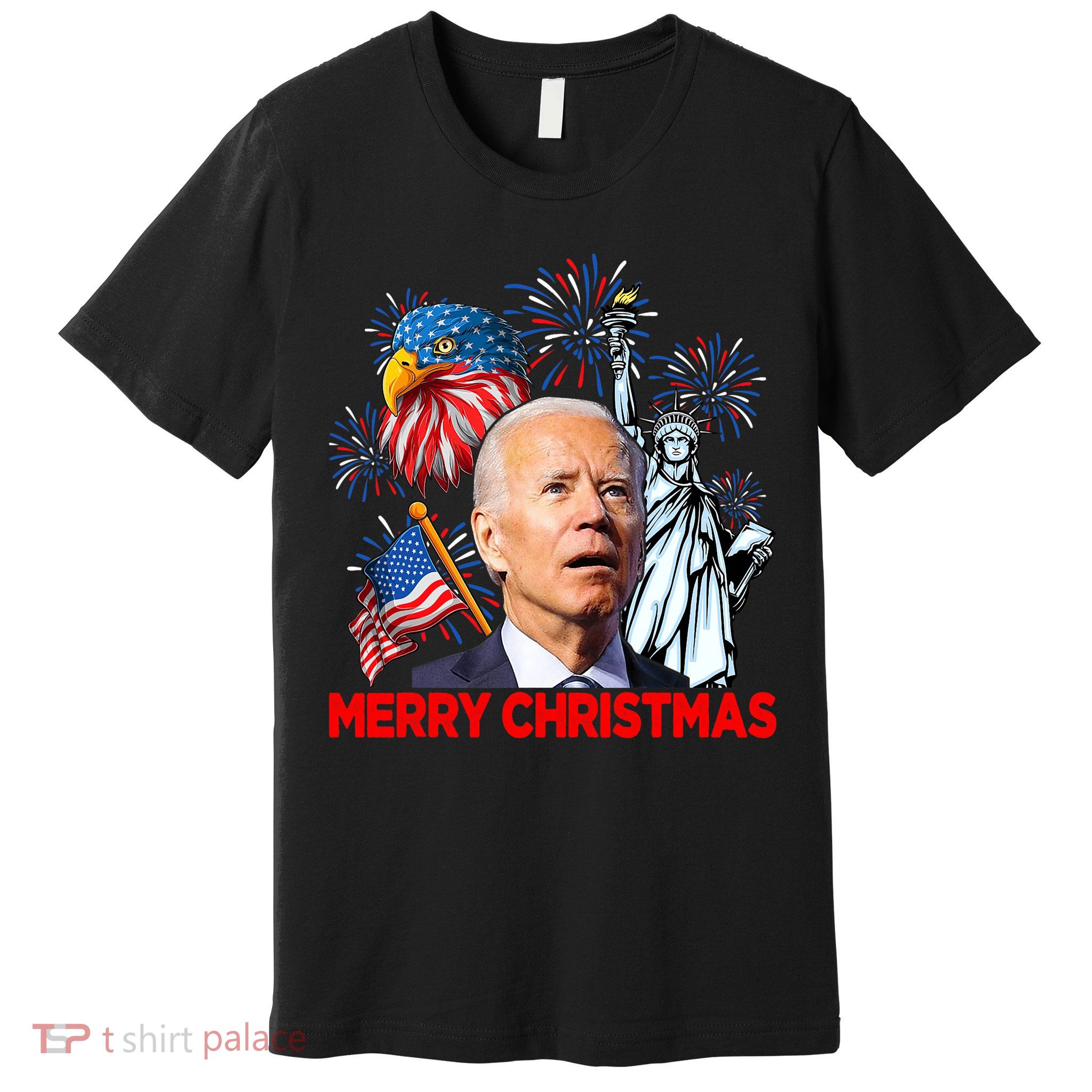 Funny Xmas Joe Biden Merry Christmas Funny 4th Of July Premium T-Shirt