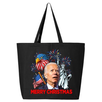 Funny Xmas Joe Biden Merry Christmas Funny 4th Of July 25L Jumbo Tote