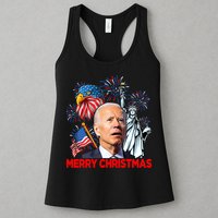 Funny Xmas Joe Biden Merry Christmas Funny 4th Of July Womens Tank Top