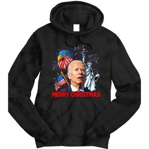 Funny Xmas Joe Biden Merry Christmas Funny 4th Of July Tie Dye Hoodie