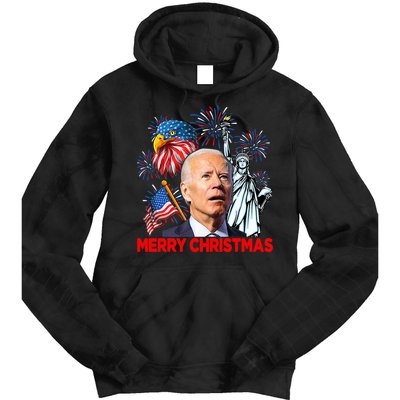 Funny Xmas Joe Biden Merry Christmas Funny 4th Of July Tie Dye Hoodie