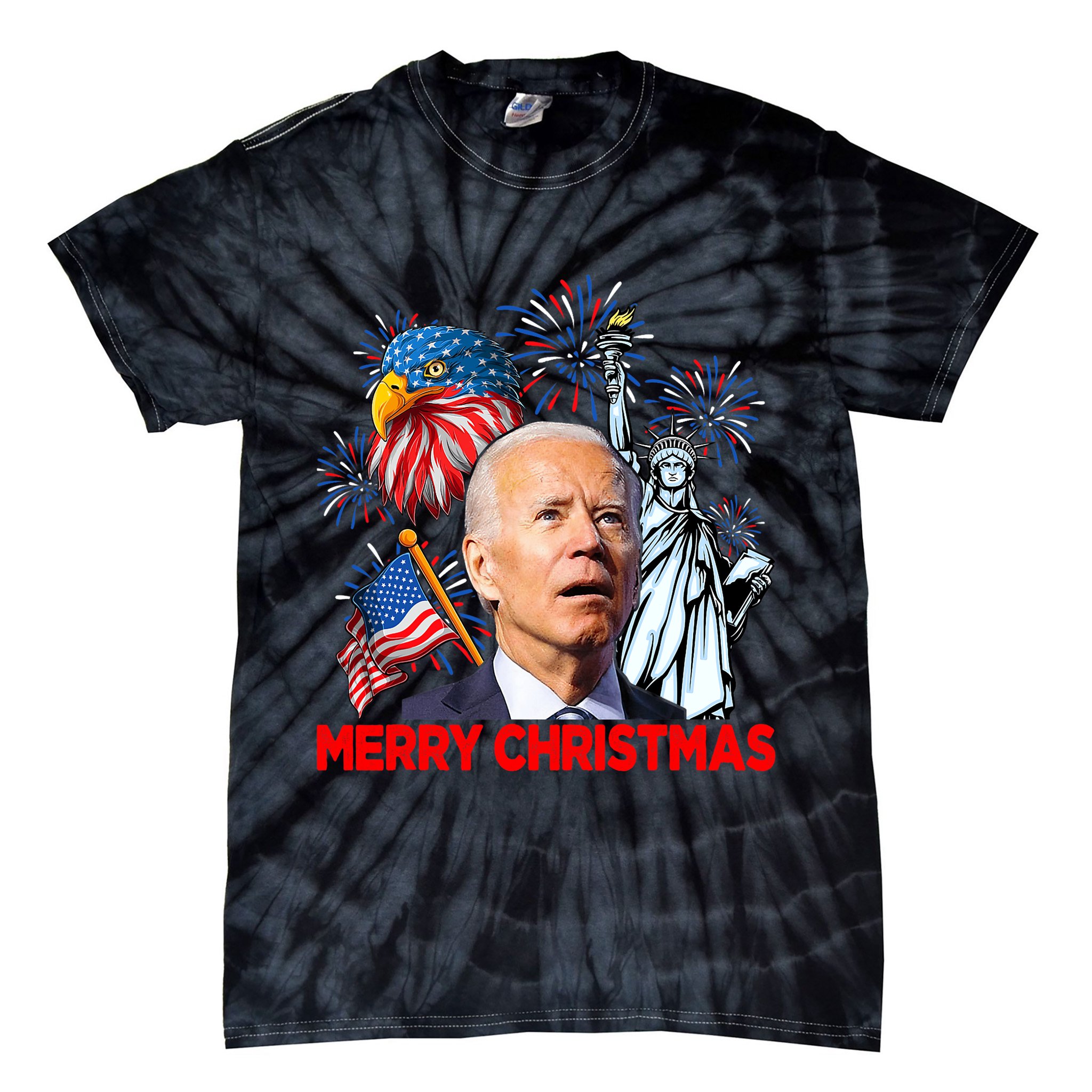 Funny Xmas Joe Biden Merry Christmas Funny 4th Of July Tie-Dye T-Shirt