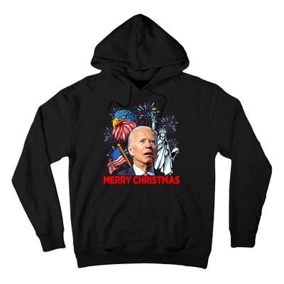 Funny Xmas Joe Biden Merry Christmas Funny 4th Of July Tall Hoodie