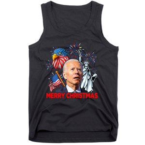 Funny Xmas Joe Biden Merry Christmas Funny 4th Of July Tank Top