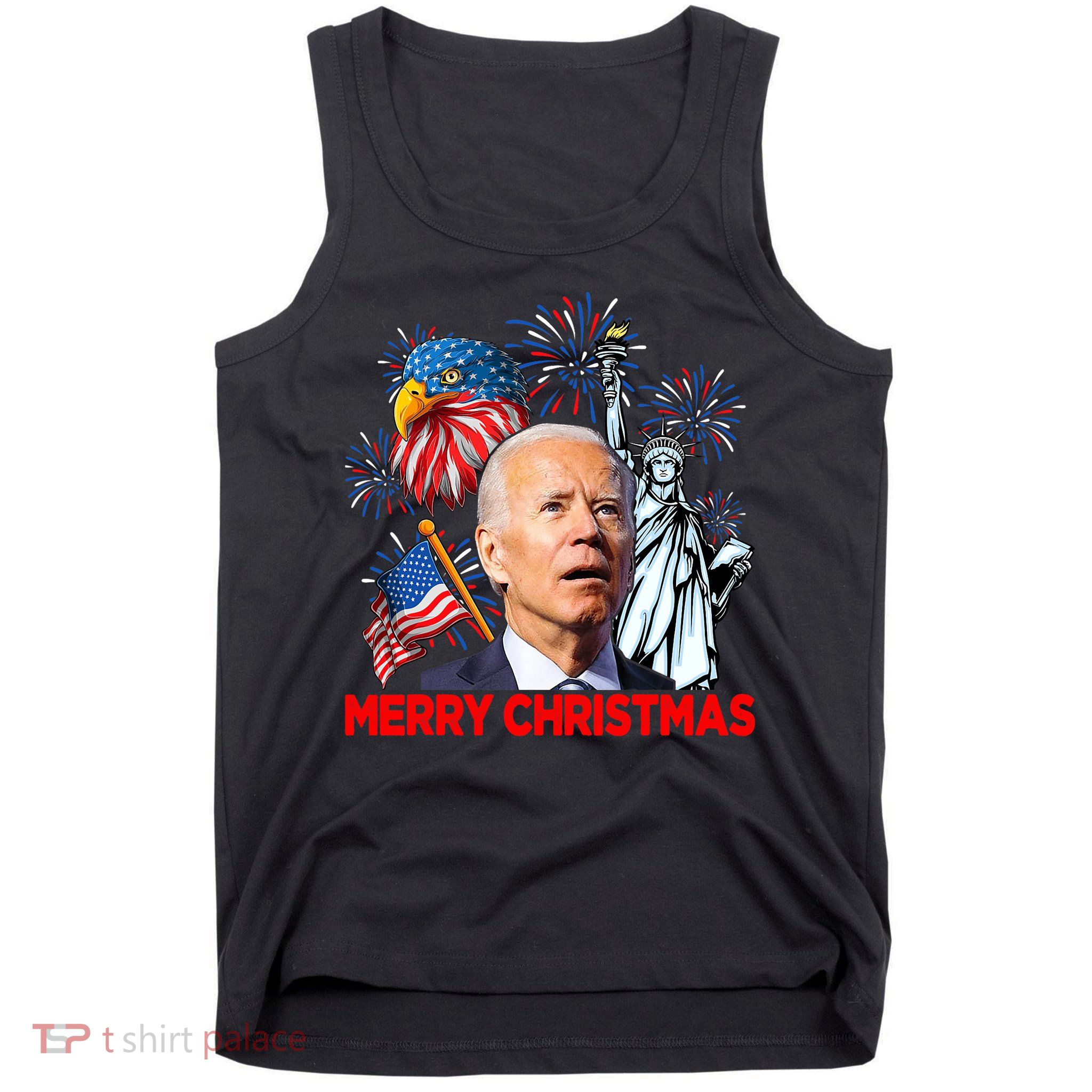 Funny Xmas Joe Biden Merry Christmas Funny 4th Of July Tank Top