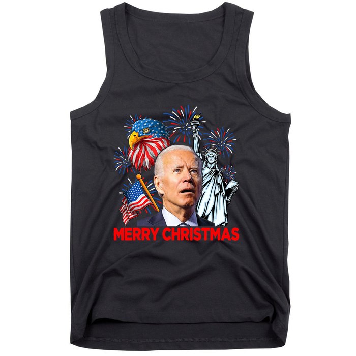 Funny Xmas Joe Biden Merry Christmas Funny 4th Of July Tank Top