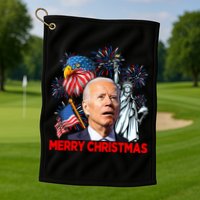 Funny Xmas Joe Biden Merry Christmas Funny 4th Of July Golf Towel