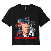 Funny Xmas Joe Biden Merry Christmas Funny 4th Of July Crop Top