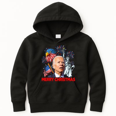 Funny Xmas Joe Biden Merry Christmas Funny 4th Of July Kids Hoodie