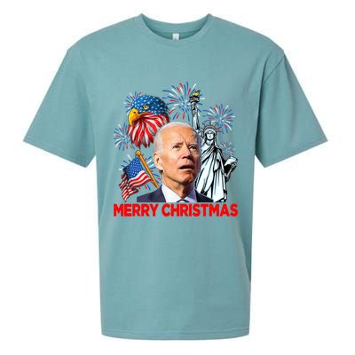 Funny Xmas Joe Biden Merry Christmas Funny 4th Of July Sueded Cloud Jersey T-Shirt