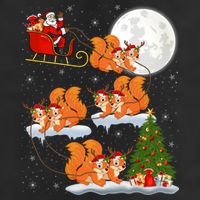 Funny Xmas Lighting Tree Santa Riding Squirrel Christmas Gift 7 Panel Mesh Trucker Snapback Hat
