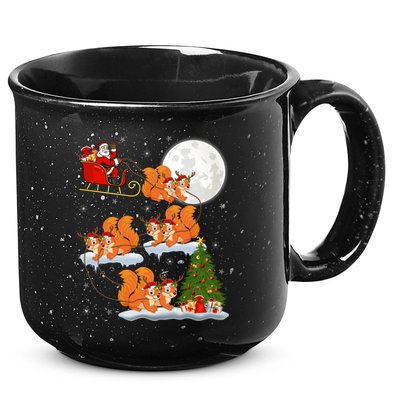 Funny Xmas Lighting Tree Santa Riding Squirrel Christmas Gift 15oz Campfire Ceramic Mug