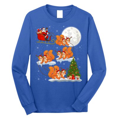 Funny Xmas Lighting Tree Santa Riding Squirrel Christmas Gift Long Sleeve Shirt