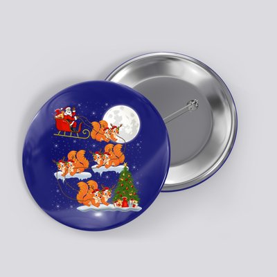 Funny Xmas Lighting Tree Santa Riding Squirrel Christmas Gift Button
