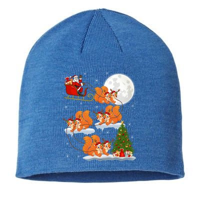 Funny Xmas Lighting Tree Santa Riding Squirrel Christmas Gift Sustainable Beanie