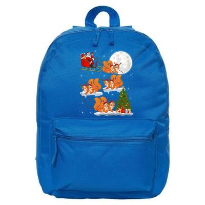 Funny Xmas Lighting Tree Santa Riding Squirrel Christmas Gift 16 in Basic Backpack